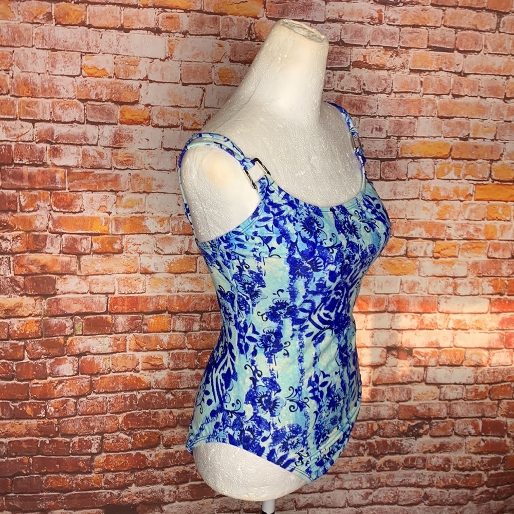 Catalina Blue and White Floral One Piece Bathing Suit - Picture 5 of 11